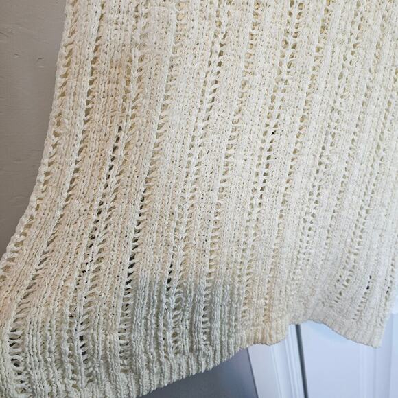 Torrid Open Knit Blouse Women 2X Cream Boho Cottage Coastal Short Sleeve Neutral - Picture 4 of 9